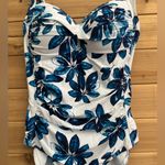 Niptuck Swim Size 4 Blue White Floral One Piece Ruched Swimsuit Photo 3