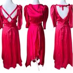 Vintage Dark Pink Satin Formal Prom Gown Dress Size Small or Medium Photo 1