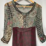 Kimchi Blue  Sheer Silk Dress Animal Print Patchwork Fairy Boho Festival Paisley Photo 1