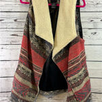 Me Jane Women's Aztec Sherpa Vest M Red Black Photo 0