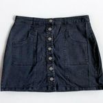 Altar’d State Anthropologie Dark Wash Button Down Denim Skirt Size Large Black Photo 0