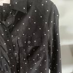 Loft Size XS Black With White Hearts Long Sleeve Shirt Photo 5
