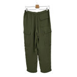 Theory Green Cropped Straight Fit Cargo Utility Silk Pants Size Small Photo 5