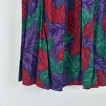 Vintage Floral Print Midi Skirt Pleated A Line Purple Red Green Size‎ M 90s Size M Photo 2