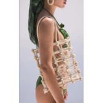 Cult Gaia ππ Enzo North-South Caged Tote Bag Faux Leather ~ Off-White NWT Photo 5