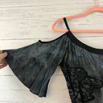 Free People  Gray Floral Print Fit and Flare Cold Shoulder Dress Size 4 Photo 3