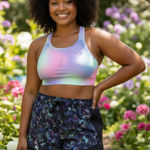 Avia Athletic Sports Bra & Floral Shorts Set Women L/G Bra XL Short Athleisure # Photo 0