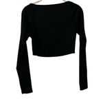 Black Long Sleeve Crop Top Design Shirt Soft Casual Style Women’s Size Medium! Photo 2