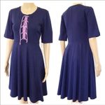 Anthropologie Maeve Renaissance A-line Corset Dress Navy Blue Pockets Size S Photo 1