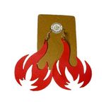 Handmade Faux Leather Red Flame Earrings Photo 0