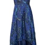 Calvin Klein  Navy Blue Floral Sequin Embroidered Embellished Sleeveless Gown Photo 1