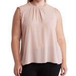 T Tahari Ruffle Mock Neck Double Fabric Sided Blouse in Blush Pink, Plus Size 2X Photo 5