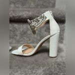 Lulus NEW  Dannah White Suede Rhinestone and Pearl High Heel Sandals Women’s 5.5 Photo 5