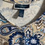 Karen Scott  Blue and Beige Floral Paisley Blouse Photo 1