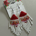 NWT Peaceweaver Holiday Collection Red and White Beaded Santa Earrings Photo 0