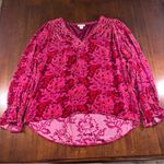 Sundance  Women’s Burnout Velvet Long Sleeve V-Neck Top Blouse Size M Boho Jewel Photo 0