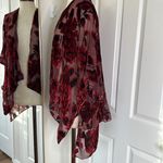 Woven Heart Velvet burnout sheer floral rose cape kimono dark floral Photo 9