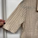 ZARA  Womens Semi Sheer Beige Cream Ribbed Short Sleeve Polo Shirt Size Large Photo 2