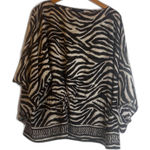 DKNY Chaps Animal Print Drawstring Waist Wide Sleeve Boho Bold Blouse Size Large Photo 0