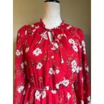 Indigo Rose Red Floral Tiered Maxi Dress Long Sleeve s boho cottage flowy fairy Photo 2