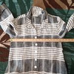 Habitat  Black and White Striped Button Up Blouse Linen Vacation Size XS Photo 6