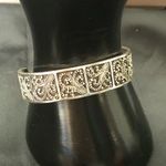 Sterling Silver  Granulated Oxidized Scroll Cuff Bracelet Vintage Photo 3