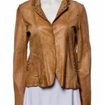 BLUR Italian Leather Distressed Blazer Jacket IT 44 / US 4 Tan Photo 0