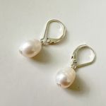 925 sterling silver Genuine Freshwater Cultured Pearl Drop Dangle Earrings White Photo 1
