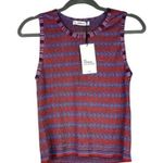 ZARA NWT Jacquard Knitwear Collection Zig Zag Chevron Sweater Top Red Blue M Photo 2