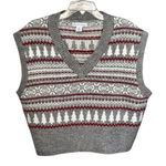 NWOT London Kaye Cropped V Neck Sleeveless Holiday Sweater Gray Size L Photo 0