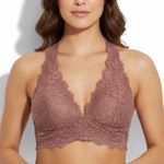 Aerie Lace Halter Bralette Womens M Pink Cutout Lined Feminine Coquette Photo 0