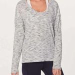Lululemon Size 8 Meant to Move Scoop Neck Gray White Space Dye Top sweat wick Photo 0