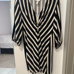 H&M Chic Striped V-Neck Rouged Business Casual Dress Photo 0
