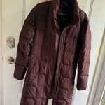 Eddie Bauer Brown Puffer Jacket with High Collar and Quilted Design Photo 0