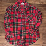 Dee Elly women’s Red Christmas Tartan Plaid Button Up Shirt Fall Winter Casual Photo 0