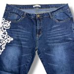 Rosegal Womens Denim Skinny Jeans Lace Accent Stretch Dark Wash Size 1X 16 Blue Photo 1