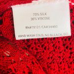 Eileen Fisher Red Silk Blend Knit Open Front Cardigan Sweater Size S Photo 3