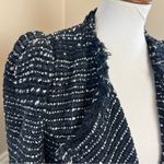 IRO French Designer  Diana Tweed Jacket Black Silver Fringe Puff Sleeves Paris Photo 4