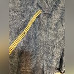 Elisa Cavaletti Italian Blue Acid Wash Pleather Trim Viscose Button Shirt Photo 5