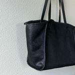 Neiman Marcus  Faux Shearling Reversible Vegan Leather Black Tote Bag Luxury Photo 12