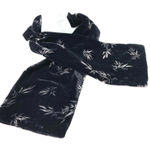 Black Velvet Rectangle Scarf Leaf Print Whimsigoth Fairy Nature Witchy Luxurious Photo 0