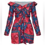 Pretty Little Thing  Multi Paisley Bardot Knot Detail Blazer Dress NWT Photo 4