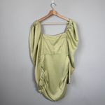 Pretty Little Thing NWT  Puff Sleeve Corset Bodycon Mini Dress Womens 6 Olive Green Photo 3