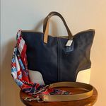 Coach Hadley navy blue and Cream Shoulder Bag with accent Scarf Photo 0