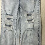 Risen Jeans Blue White Light Wash Denim Wide Leg Distressed Knee Frayed Hem 7/28 Photo 1