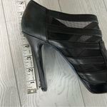 Versace Black Leather Mesh Heels Photo 11