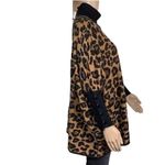 Anne Klein Womens Poncho Sweater Animal Print Turtleneck Pullover Knit XXS Photo 3