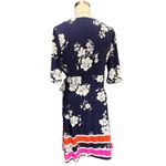 Vince Camuto Navy orange pink Floral Print Faux-Wrap Dress Size 4 Photo 2