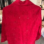 ZARA  Vibrant Red Eyelet Blouse size S Photo 1