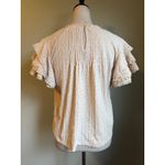 Anthropologie Lace Ruffle Sleeve Pintuck Blouse Cream Short Sleeve boho shirt S Photo 1